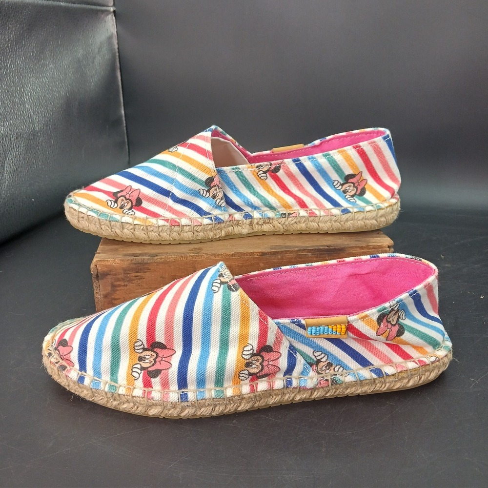 DISNEY UBUNTU Minnie Mouse Handmade Canvas Espadrille Stripes Slip On Women Sz 7 - Picture 4 of 10